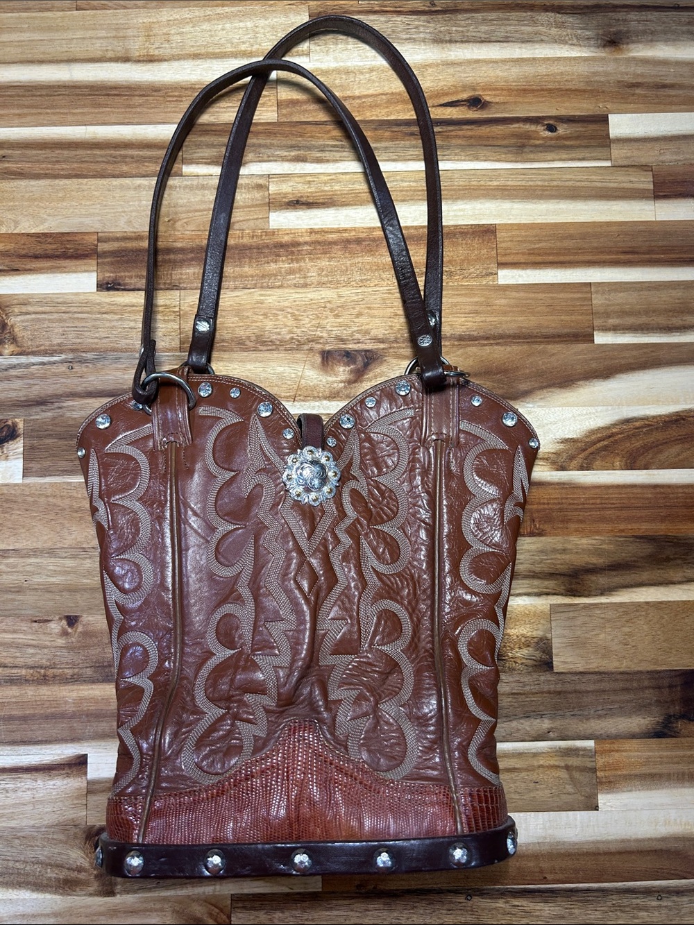 ☝️ ONE OF A KIND Arlie Garrett Original Upcycled Tony Lama boots western purse - Picture 6 of 12